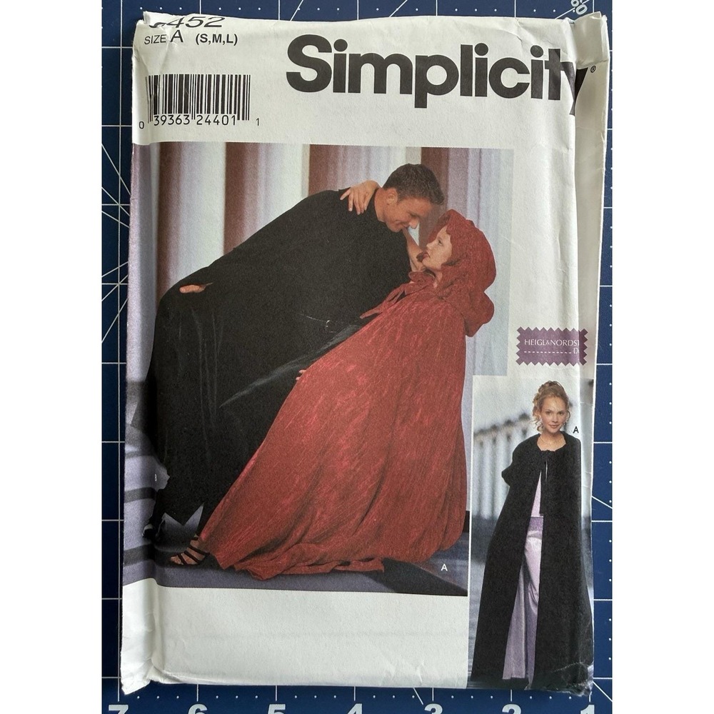 Simplicity Heigl & Nordstrom Designs Pattern 9452 Unisex Capes‎ Costume Size S-L